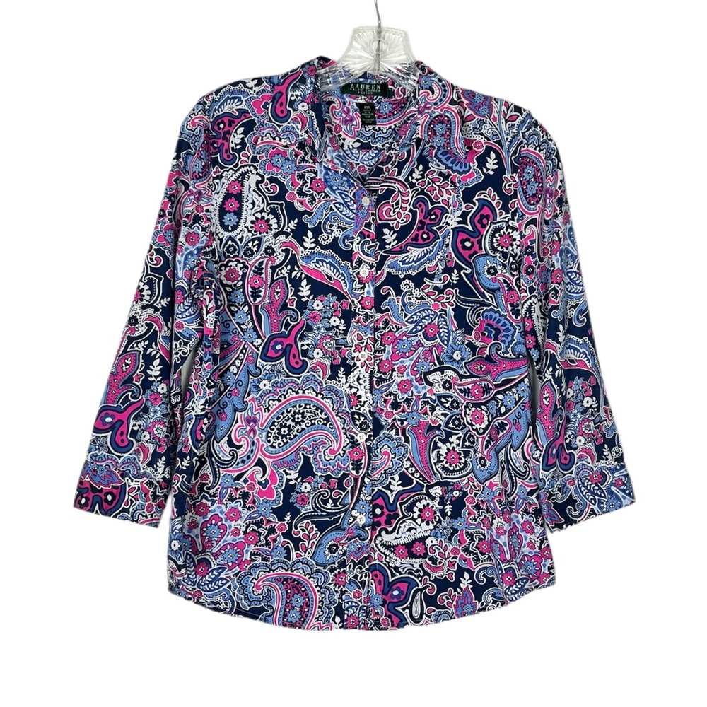 Lauren Ralph Lauren Paisley and Floral Button Down Cotton Top